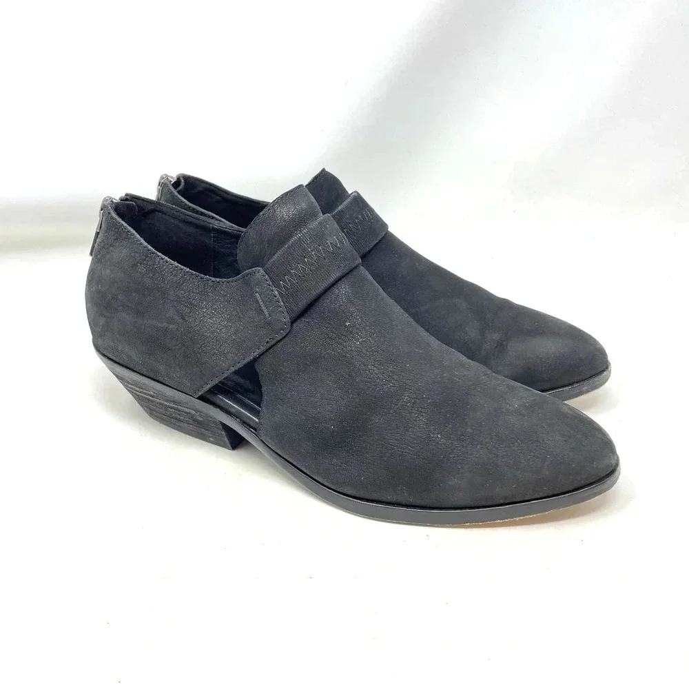 Eileen‎ Fisher Lisbon Cut Out Nubuck Bootie Black Size 7.5